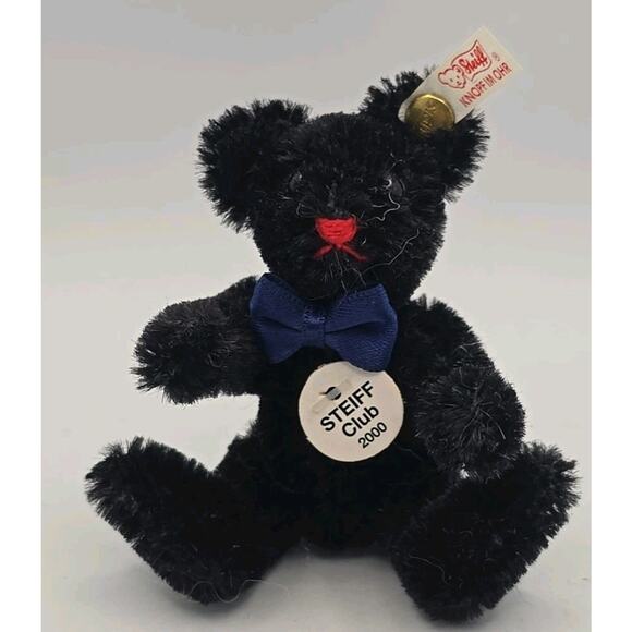 Steiff Club Gift Teddy Bear Black Mini 2000 Jointed Mohair COA & Box U315/8 - Picture 6 of 12